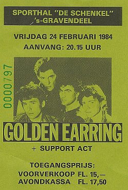 1984-02-24 Golden Earring show ticket#797 February 24 1984 's-Gravendeel - Sporthal de Schenkel